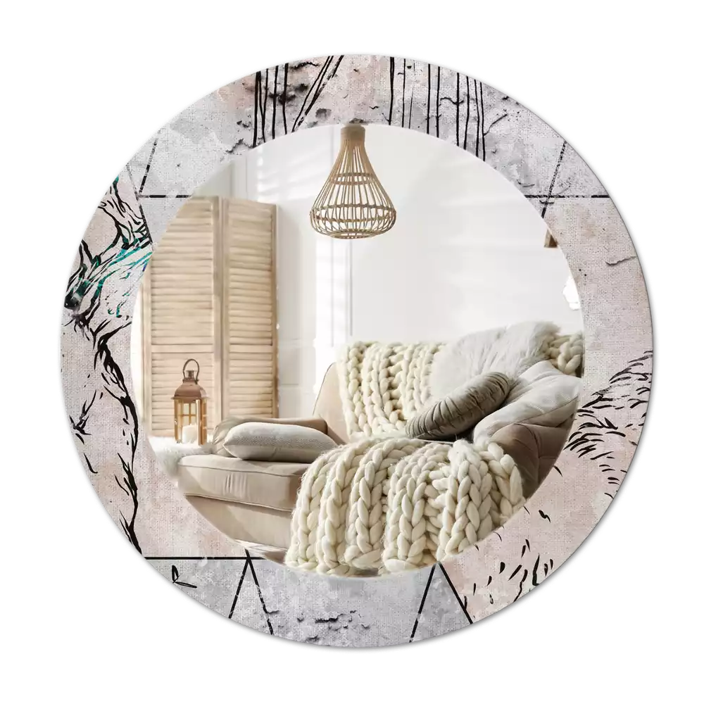 Bedrukte ronde spiegel Abstracte dieren