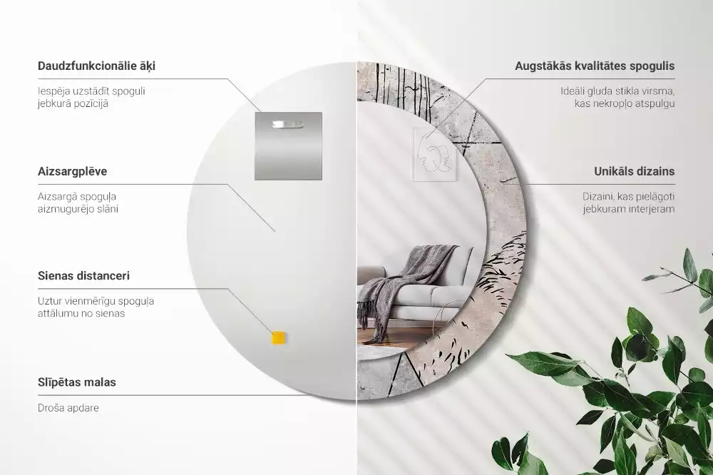 Bedrukte ronde spiegel Abstracte dieren