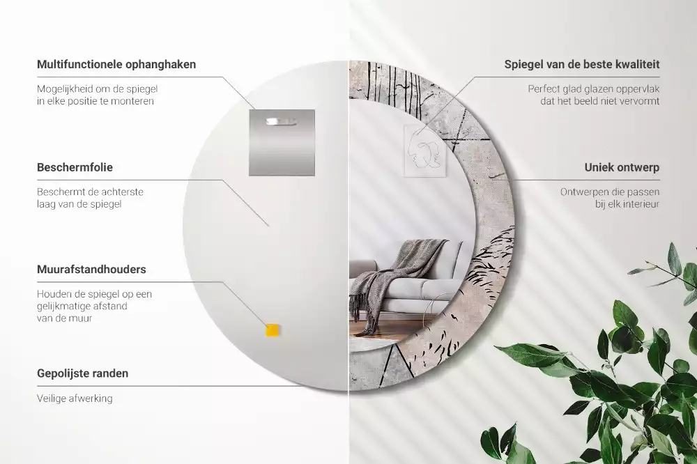 Bedrukte ronde spiegel Abstracte dieren