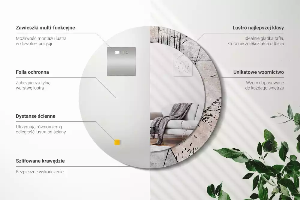 Bedrukte ronde spiegel Abstracte dieren