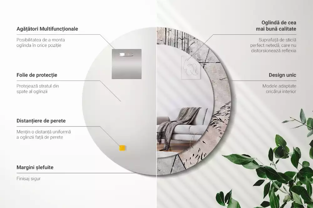 Bedrukte ronde spiegel Abstracte dieren