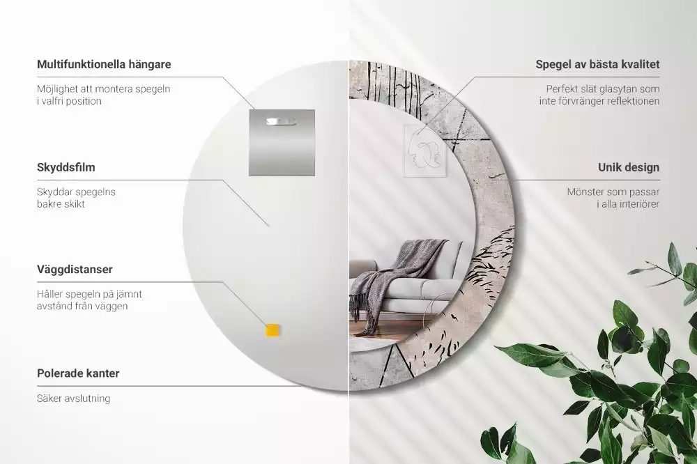 Bedrukte ronde spiegel Abstracte dieren