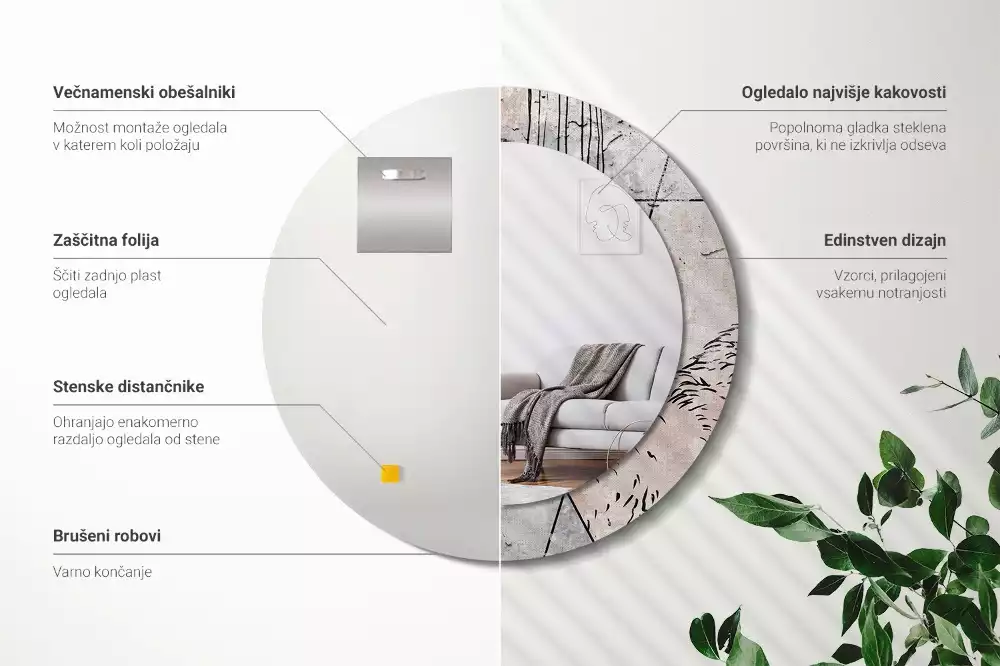 Bedrukte ronde spiegel Abstracte dieren