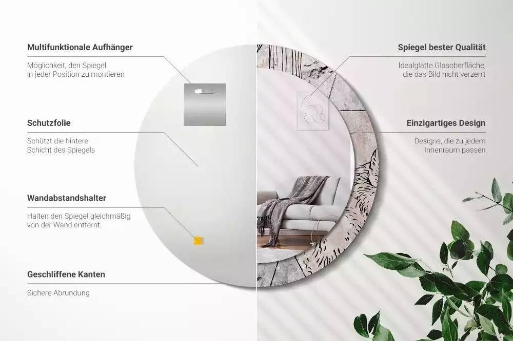 Bedrukte ronde spiegel Abstracte dieren