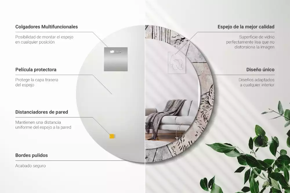 Bedrukte ronde spiegel Abstracte dieren