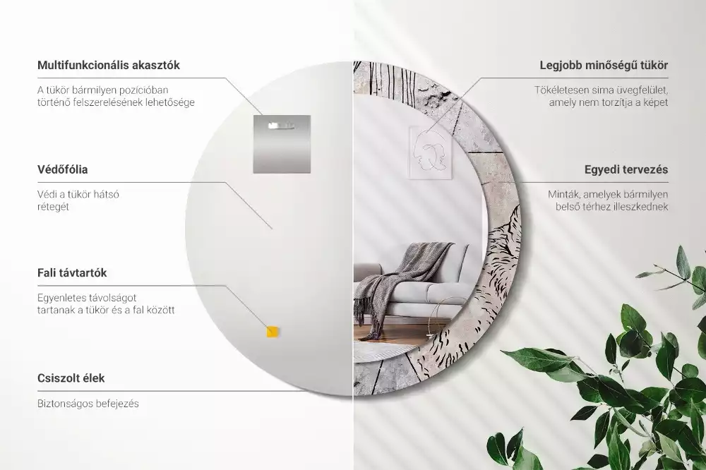 Bedrukte ronde spiegel Abstracte dieren