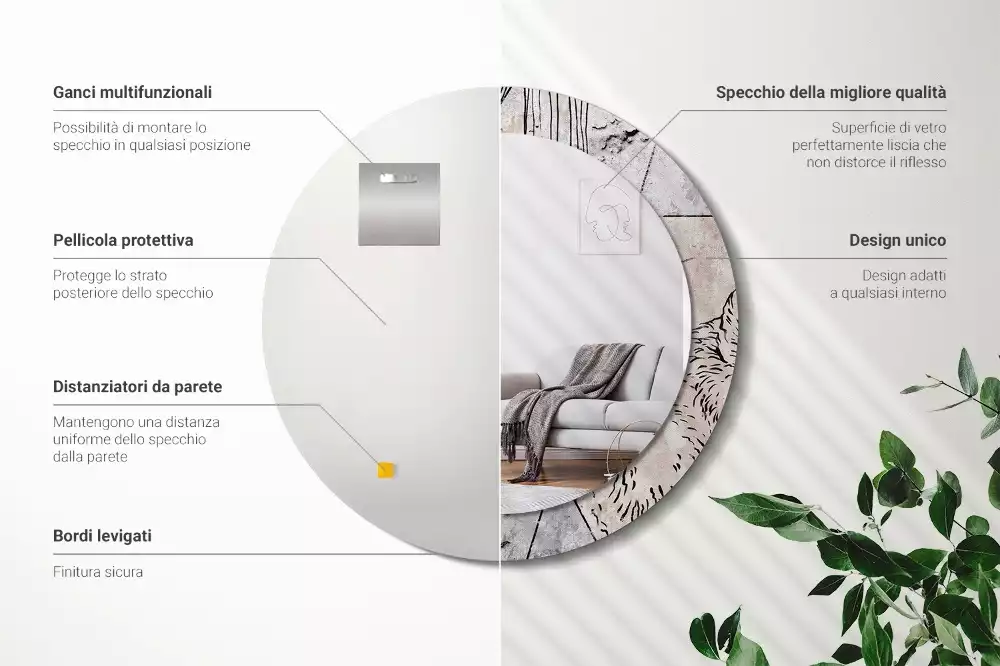 Bedrukte ronde spiegel Abstracte dieren