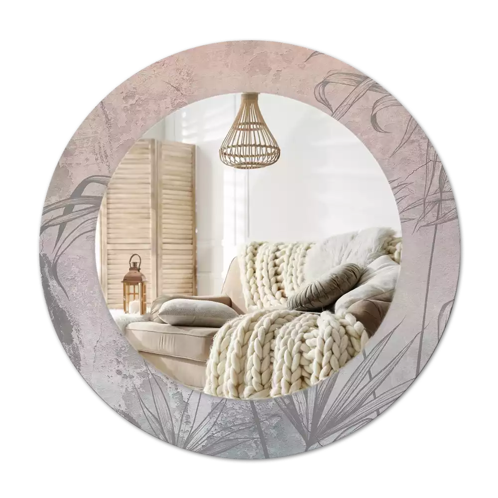 Ronde spiegel met decoratie Tropische bloemen