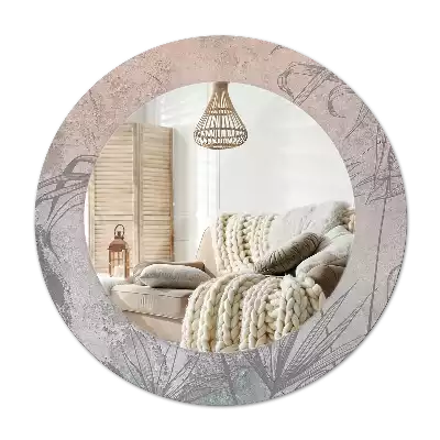 Ronde spiegel met decoratie Tropische bloemen