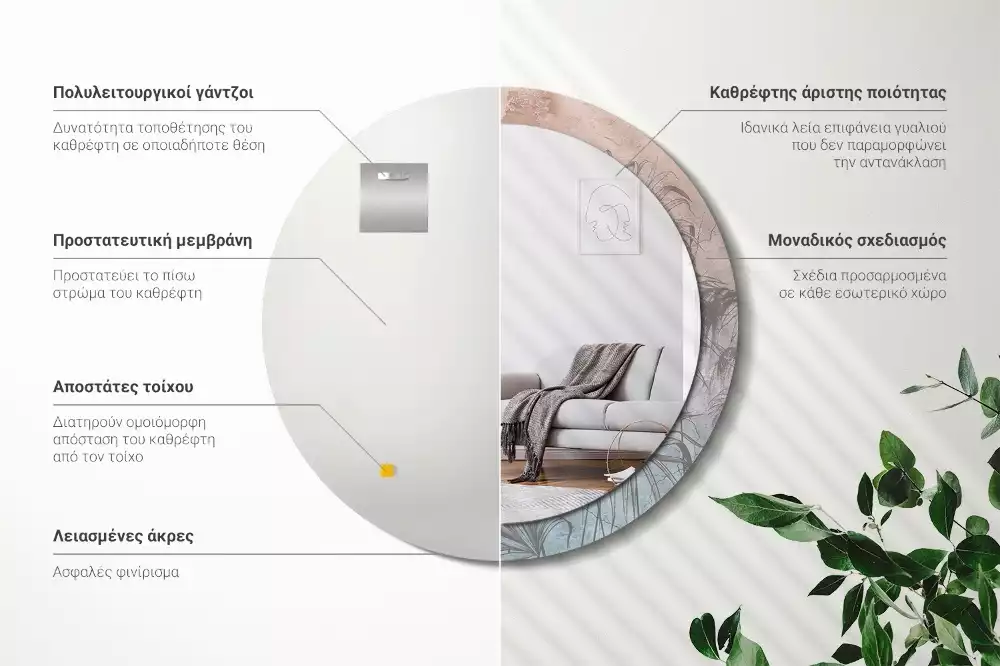 Ronde spiegel met decoratie Tropische bloemen