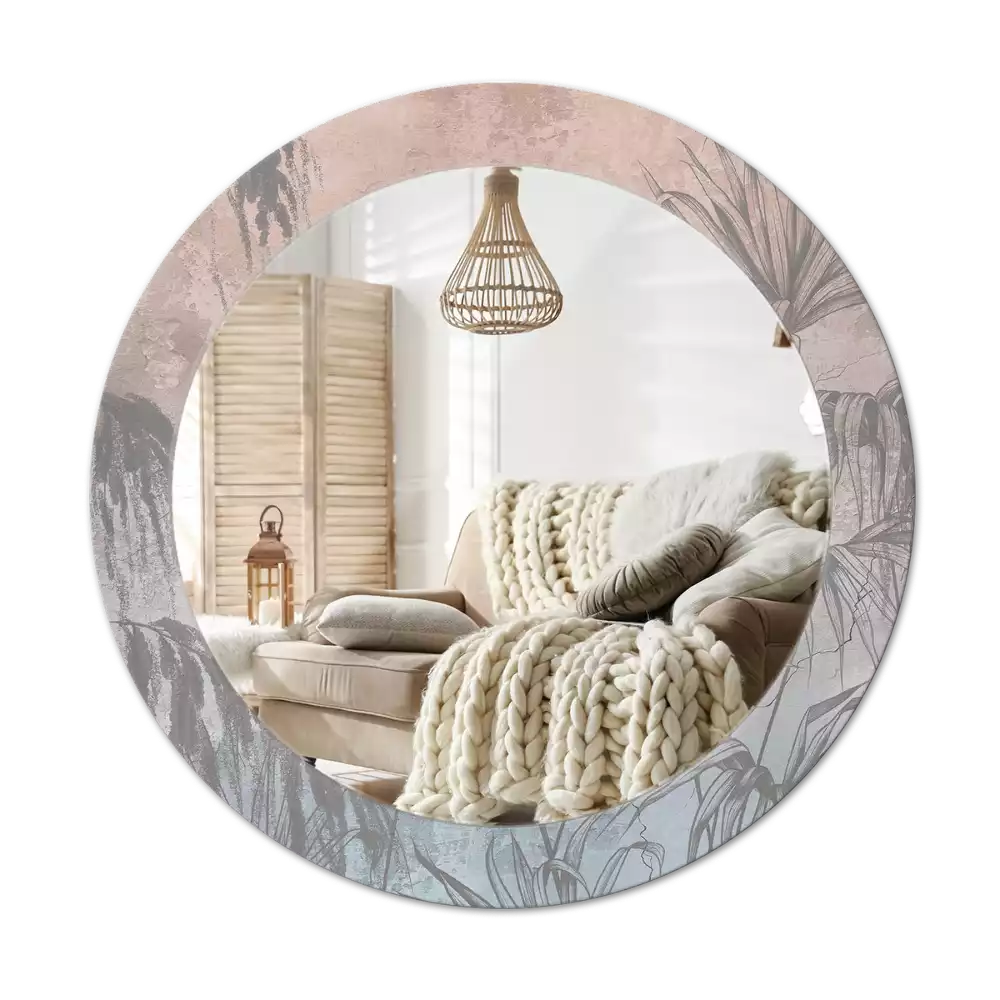 Ronde spiegel met decoratie Tropische bloemen