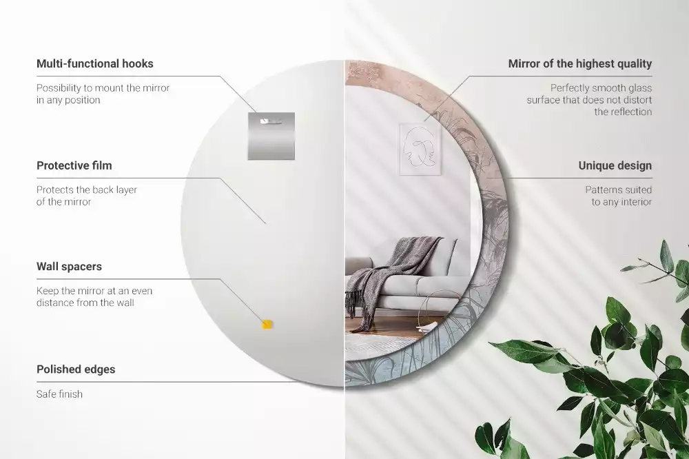 Ronde spiegel met decoratie Tropische bloemen