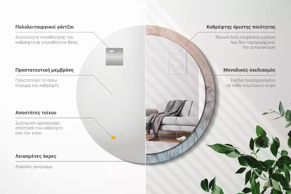 Ronde spiegel met decoratie Tropische bloemen