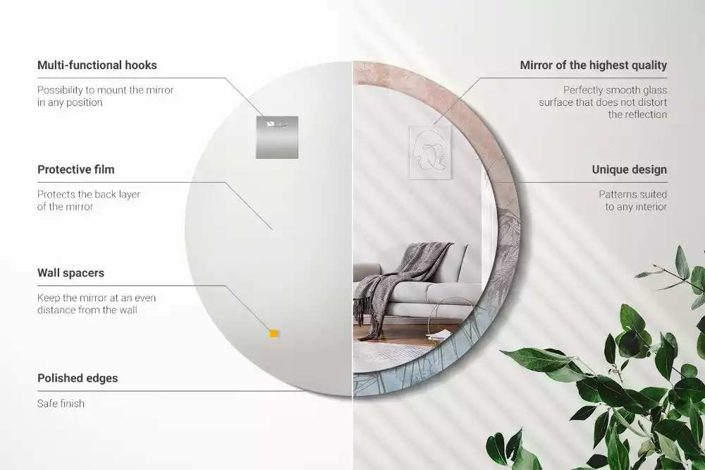 Ronde spiegel met decoratie Tropische bloemen