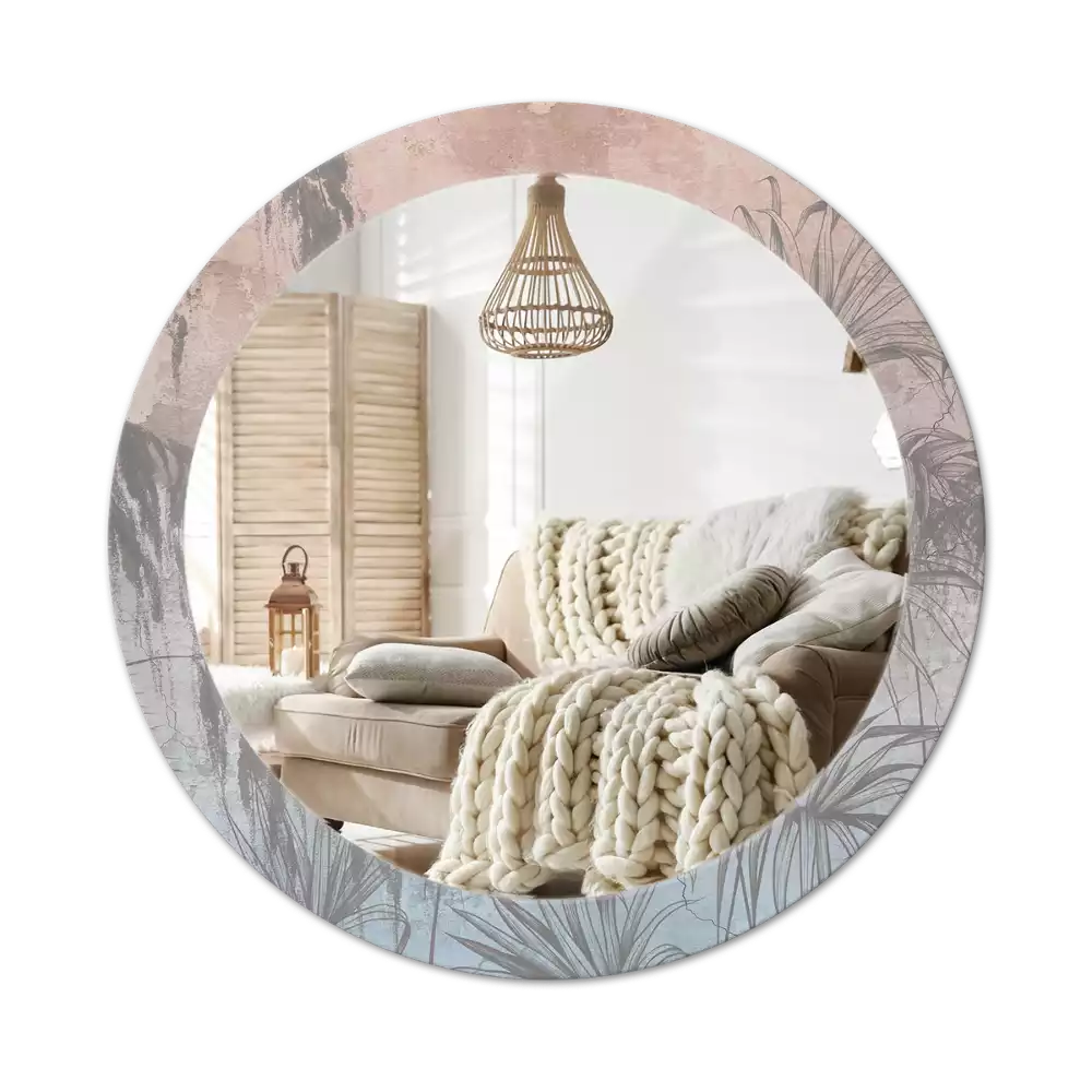 Ronde spiegel met decoratie Tropische bloemen