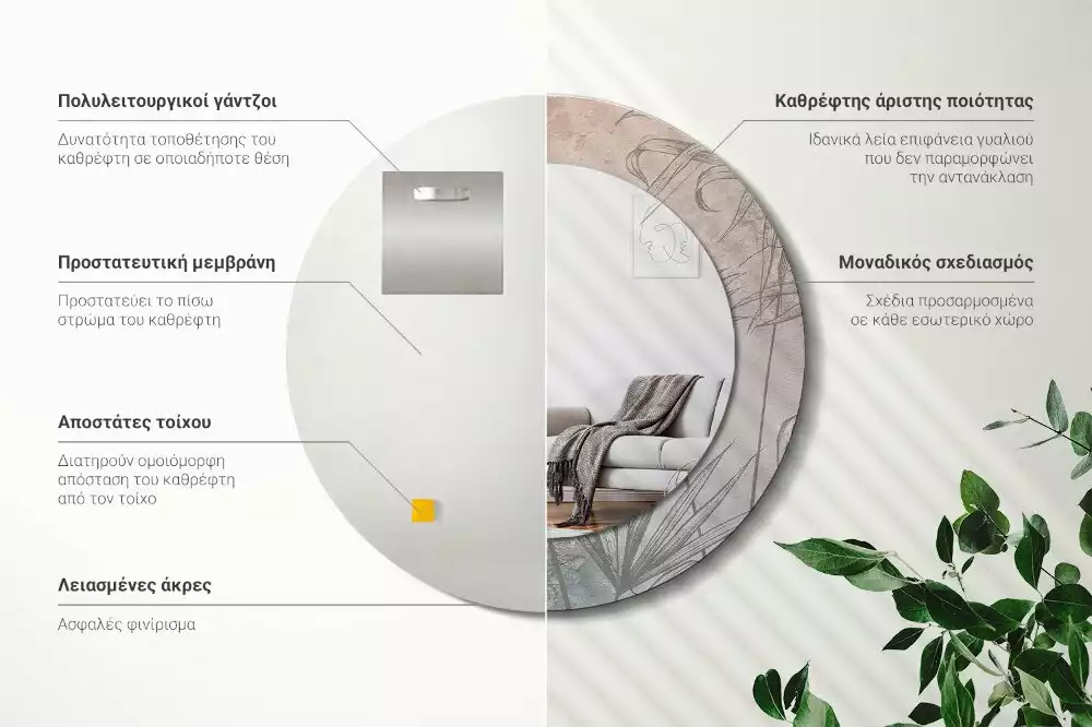 Ronde spiegel met decoratie Tropische bloemen