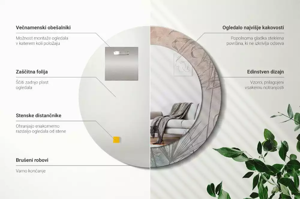 Ronde spiegel met decoratie Tropische bloemen