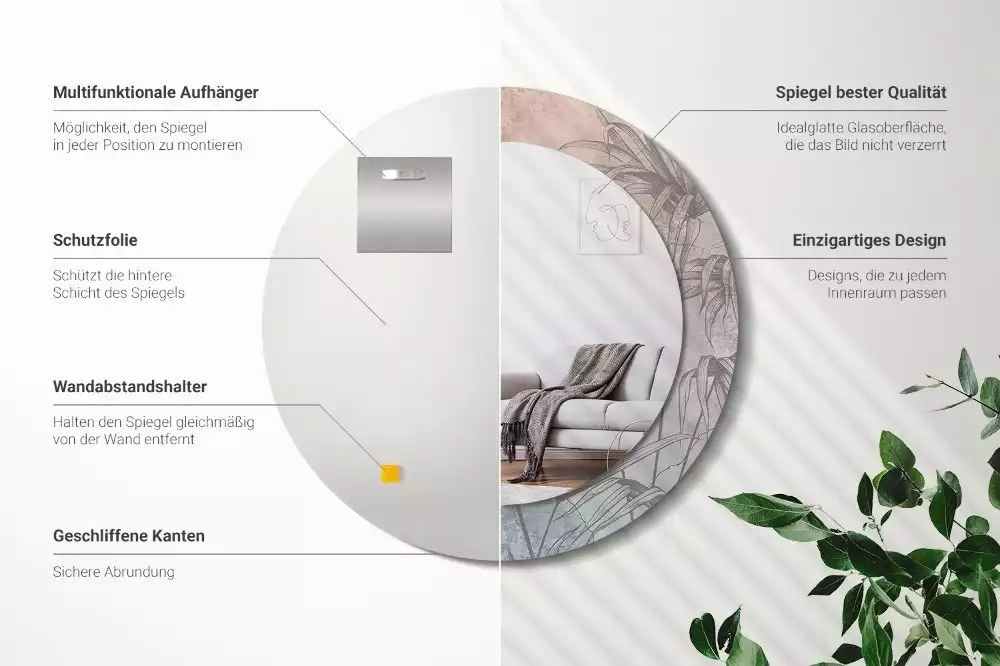 Ronde spiegel met decoratie Tropische bloemen