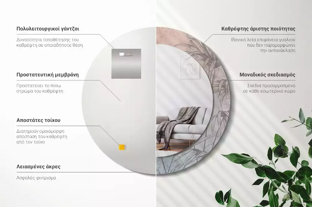 Ronde spiegel met decoratie Tropische bloemen