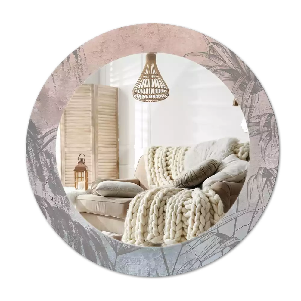 Ronde spiegel met decoratie Tropische bloemen