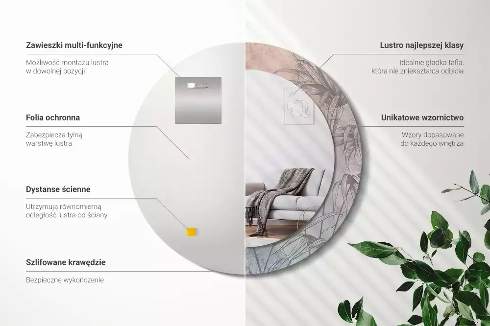 Ronde spiegel met decoratie Tropische bloemen