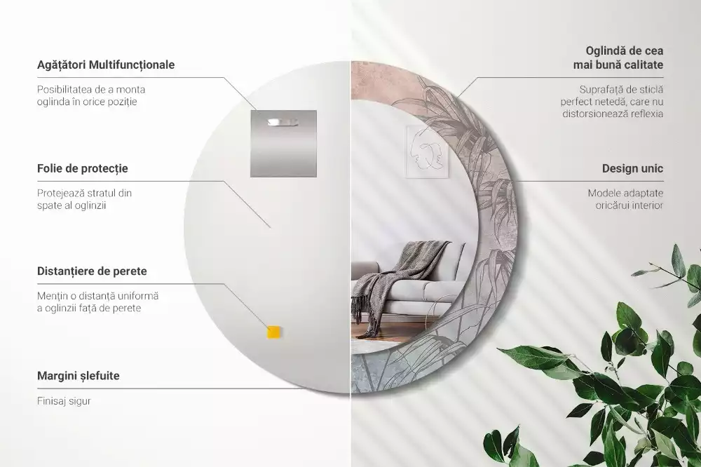 Ronde spiegel met decoratie Tropische bloemen