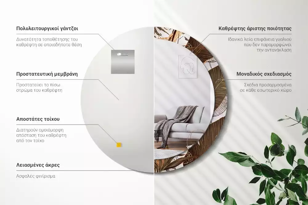 Bedrukte ronde spiegel Palmbladeren