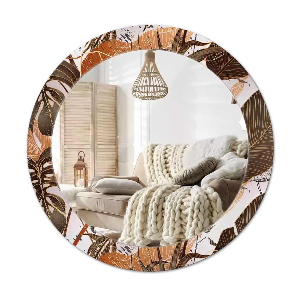 Bedrukte ronde spiegel Palmbladeren