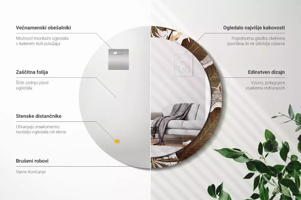 Bedrukte ronde spiegel Palmbladeren