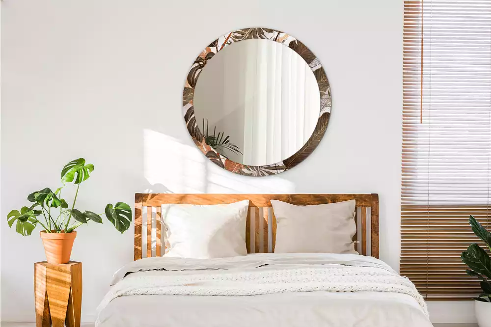 Bedrukte ronde spiegel Palmbladeren