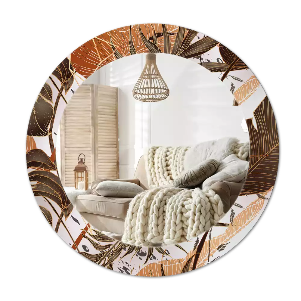 Bedrukte ronde spiegel Palmbladeren