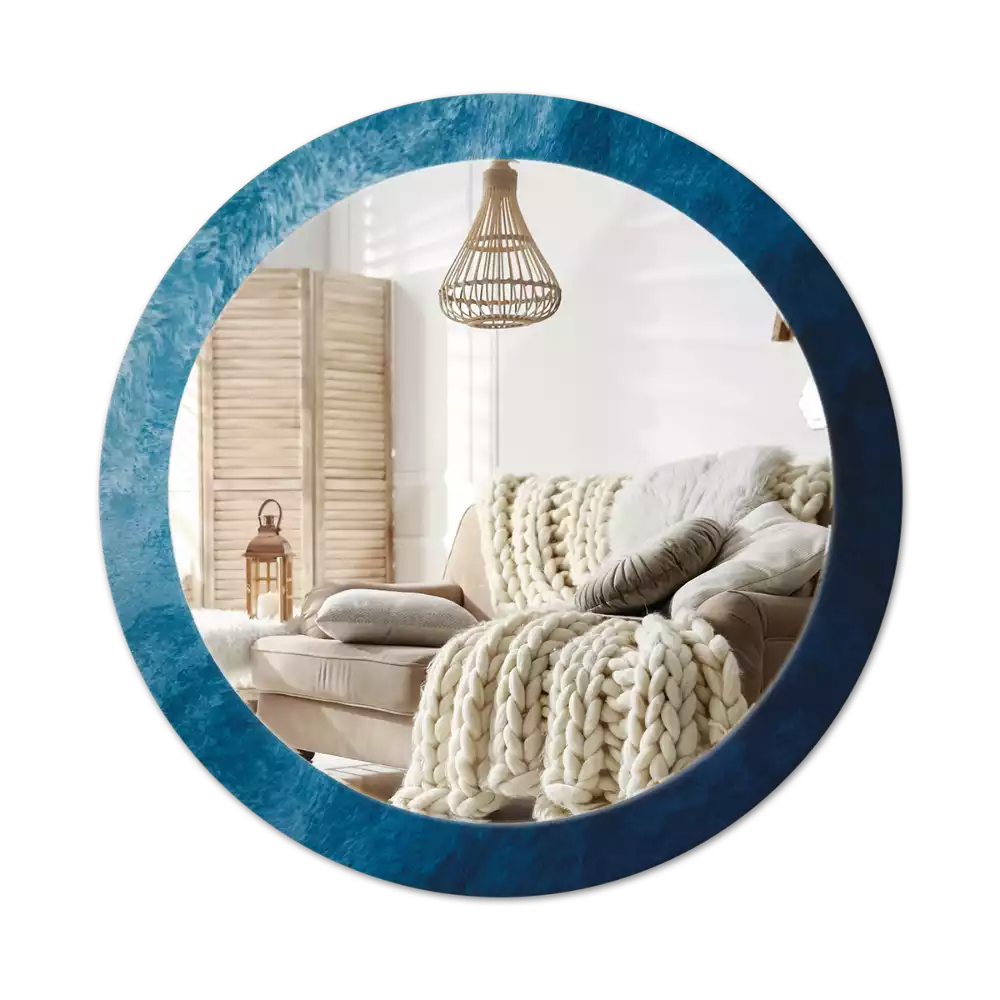 Ronde spiegel met bedrukte lijst Abstracte kunst