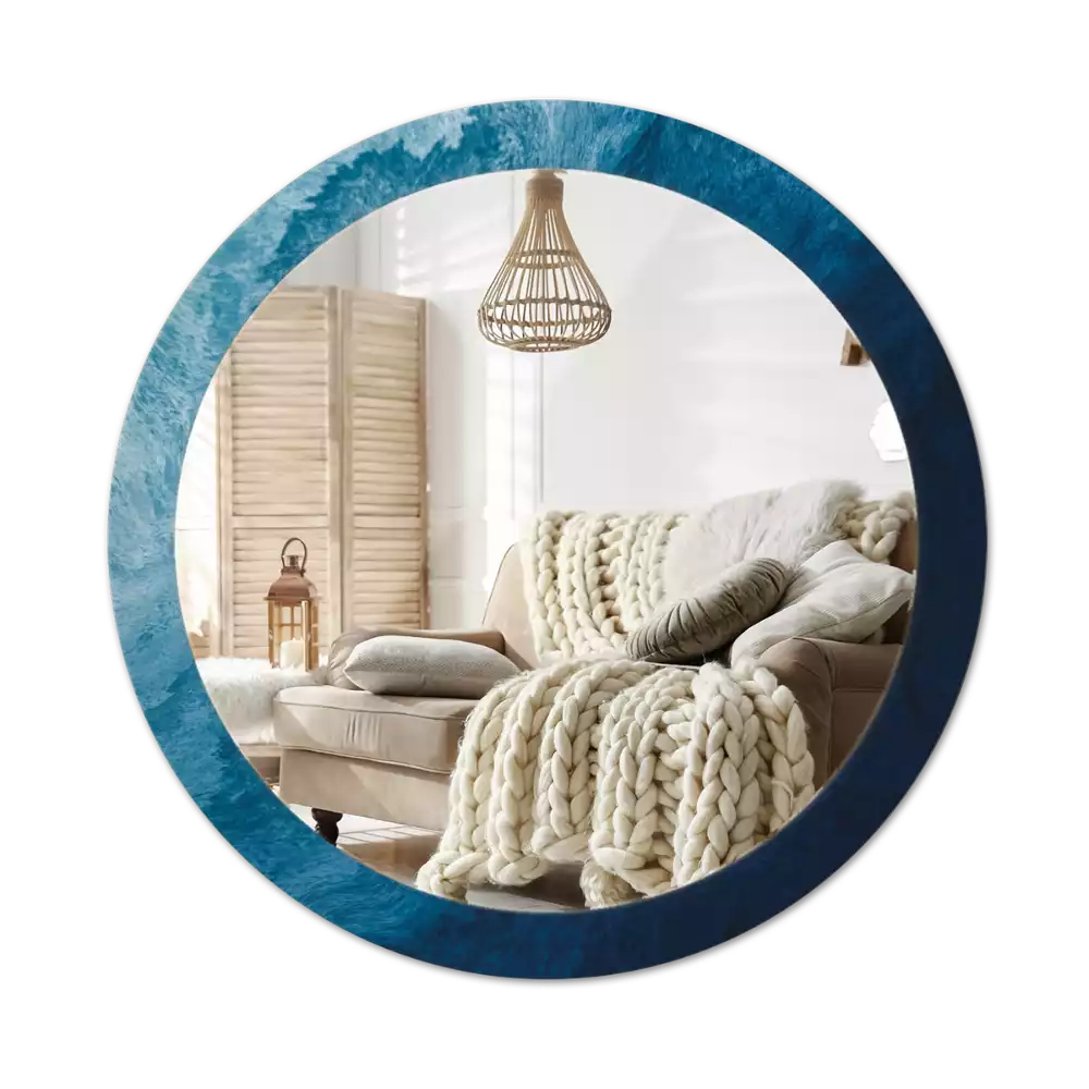 Ronde spiegel met bedrukte lijst Abstracte kunst