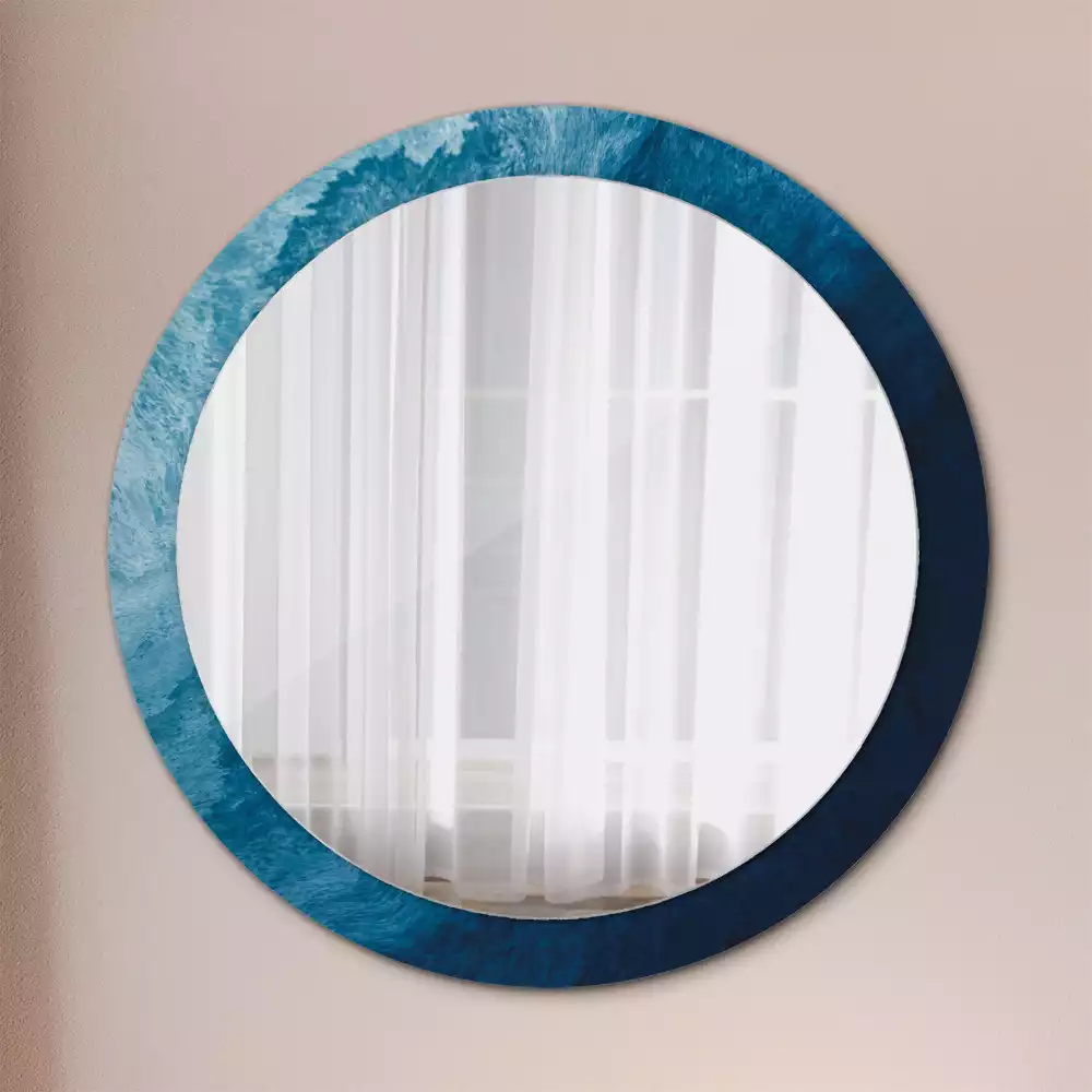 Ronde spiegel met bedrukte lijst Abstracte kunst