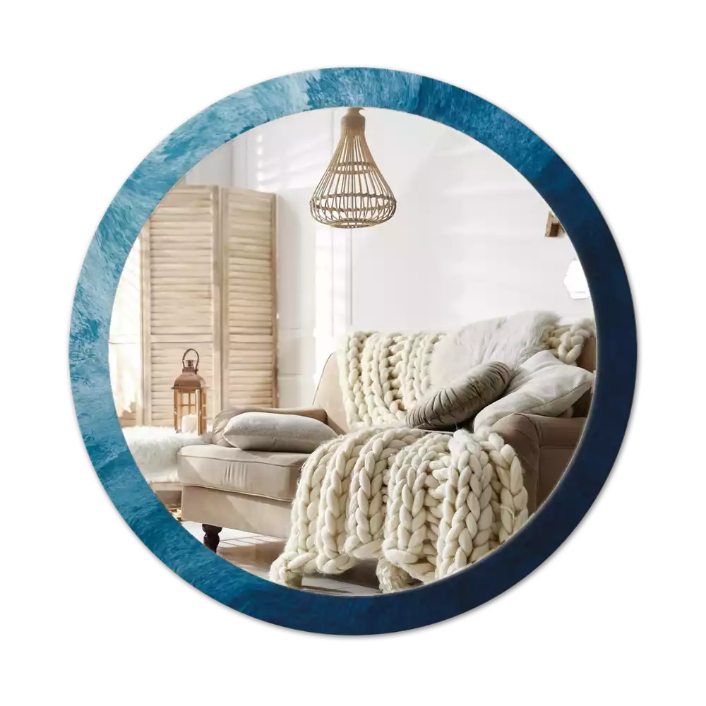 Ronde spiegel met bedrukte lijst Abstracte kunst