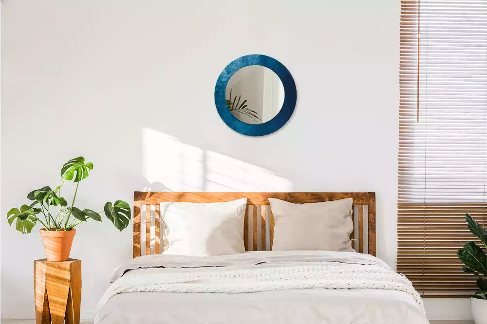 Ronde spiegel met bedrukte lijst Abstracte kunst