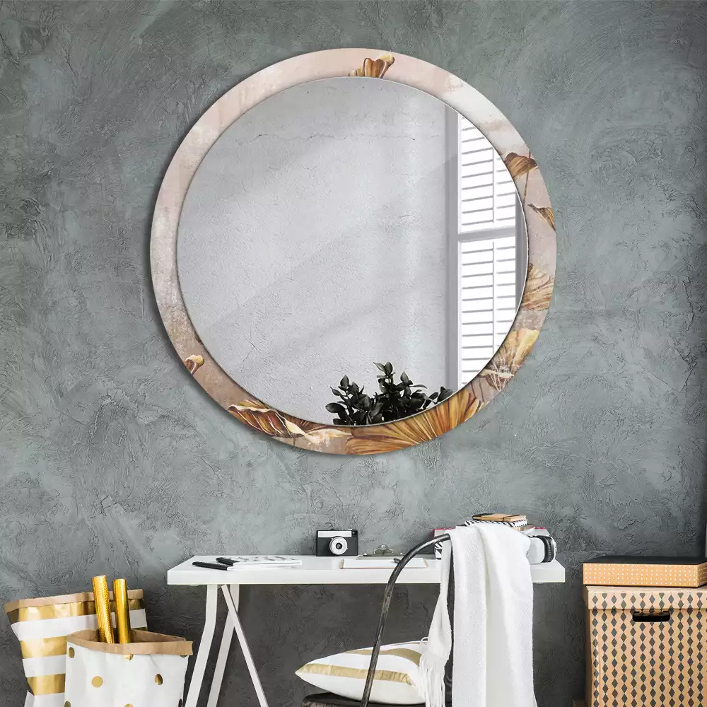 Ronde spiegel met decoratie Boho bladeren