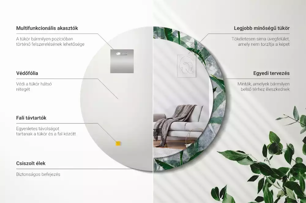 Bedrukte ronde spiegel Tropische bladeren