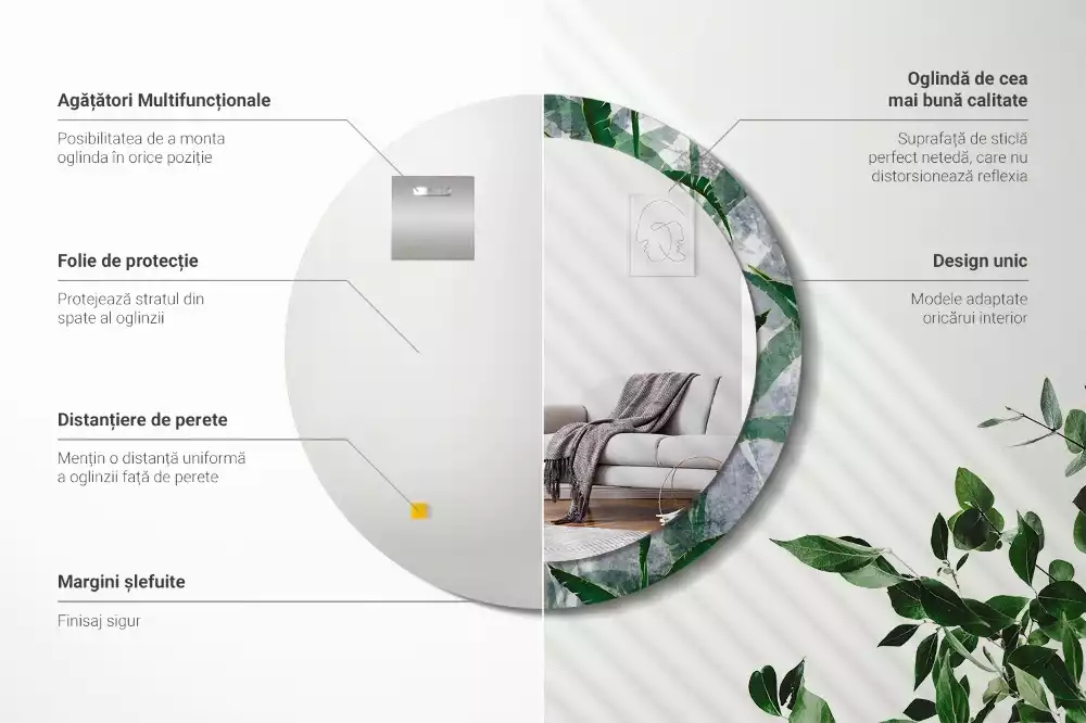 Bedrukte ronde spiegel Tropische bladeren