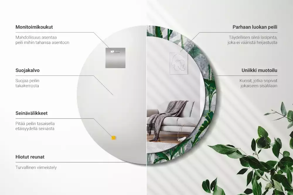 Bedrukte ronde spiegel Tropische bladeren