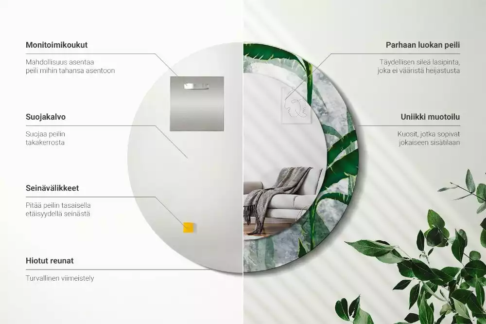 Bedrukte ronde spiegel Tropische bladeren