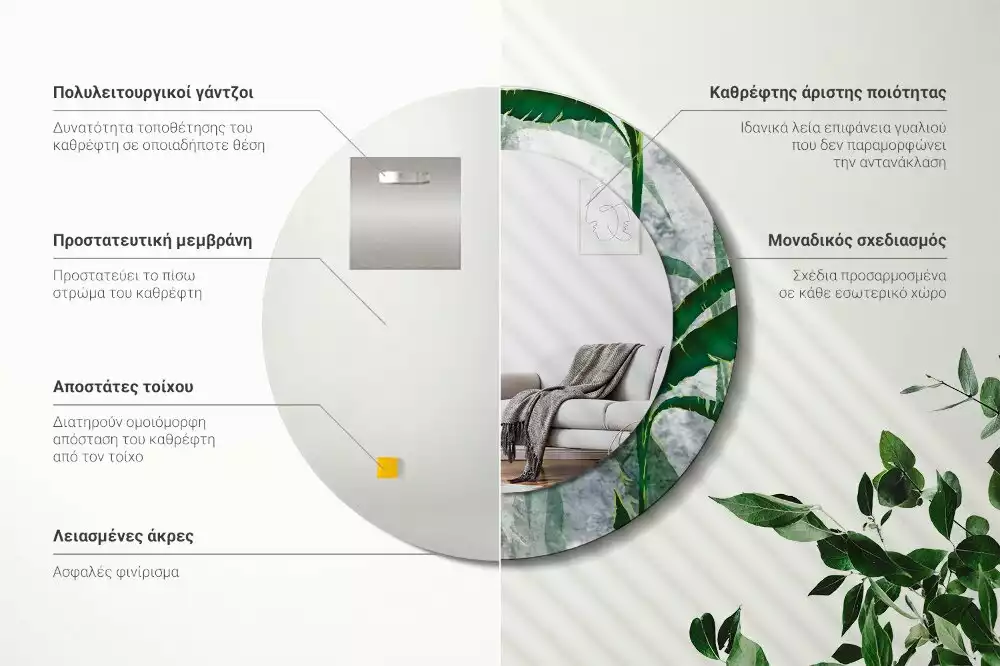 Bedrukte ronde spiegel Tropische bladeren