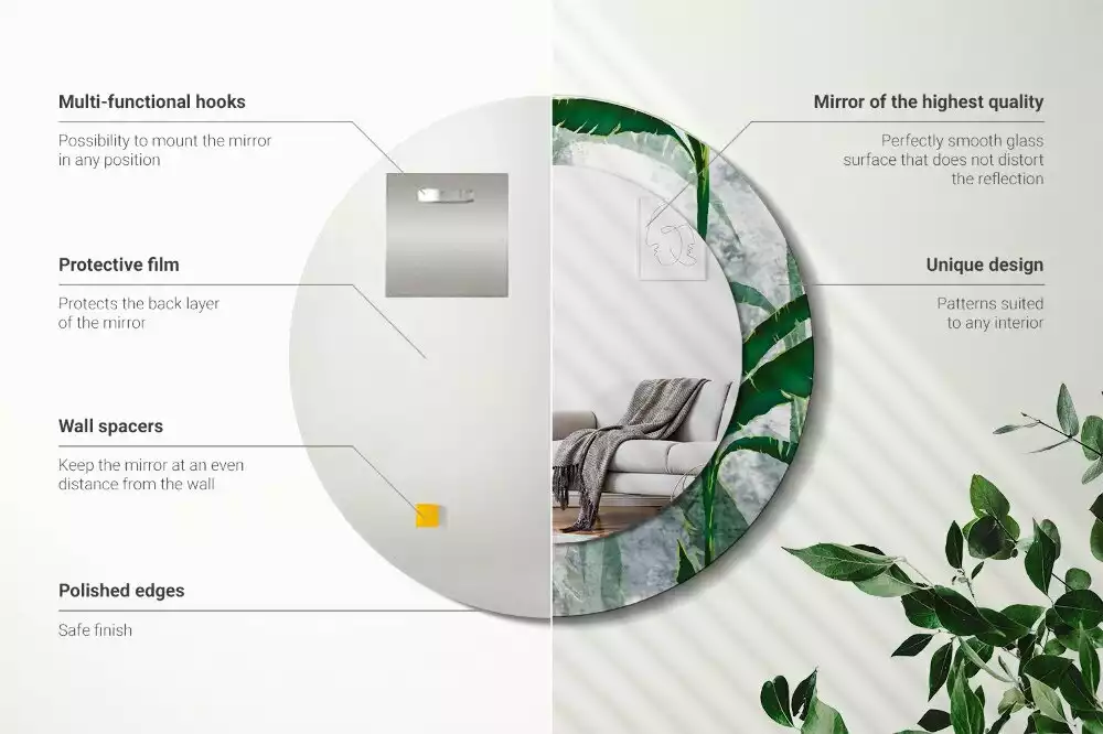 Bedrukte ronde spiegel Tropische bladeren