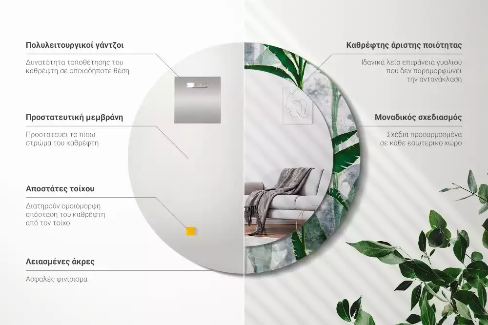 Bedrukte ronde spiegel Tropische bladeren