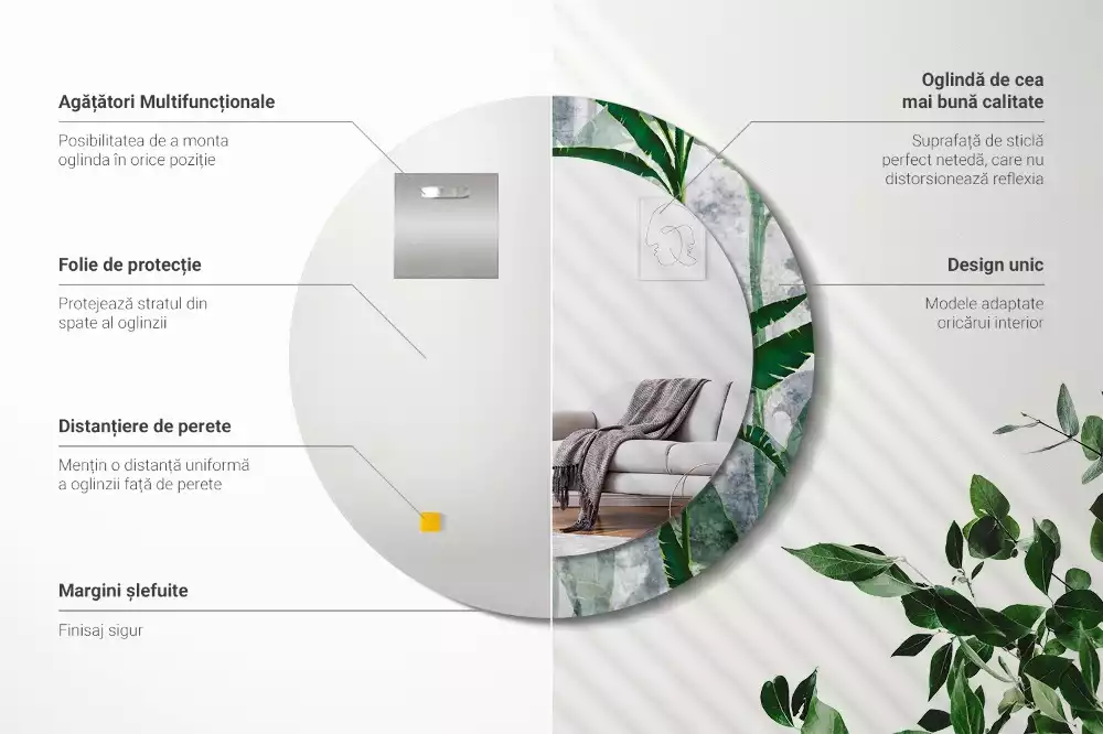 Bedrukte ronde spiegel Tropische bladeren