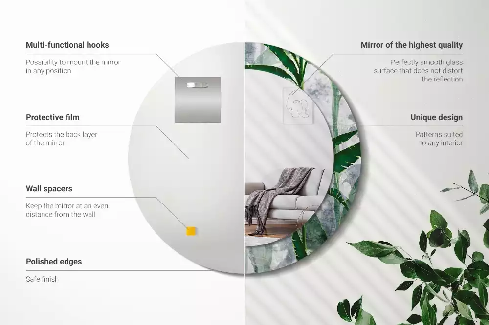 Bedrukte ronde spiegel Tropische bladeren