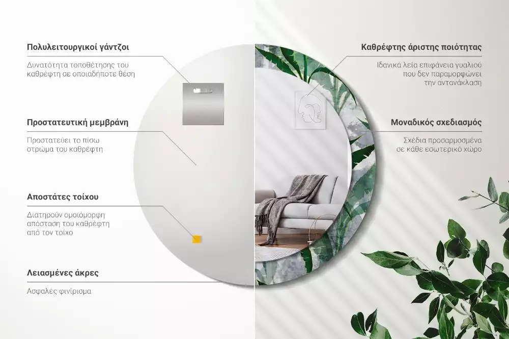 Bedrukte ronde spiegel Tropische bladeren