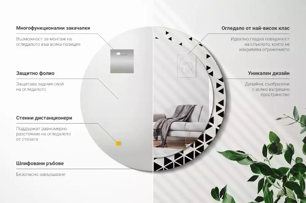 Bedrukte ronde spiegel Geometrische abstractie