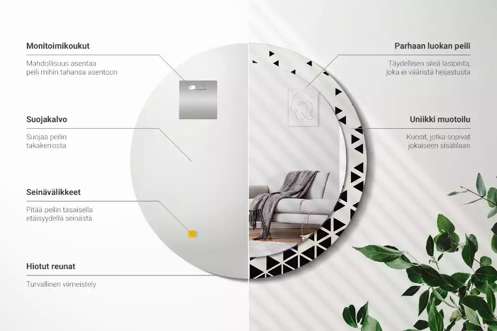 Bedrukte ronde spiegel Geometrische abstractie