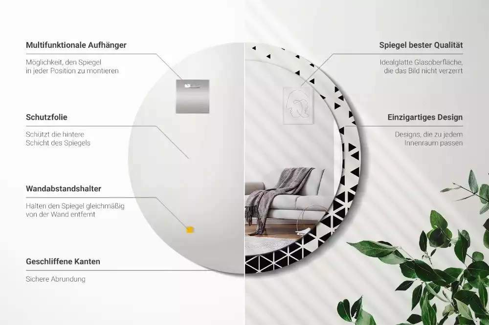 Bedrukte ronde spiegel Geometrische abstractie